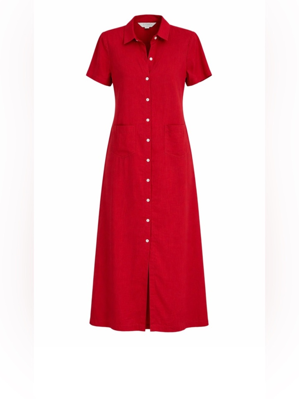 Casual Corner Annex Red Long button down linen blend dress size 6